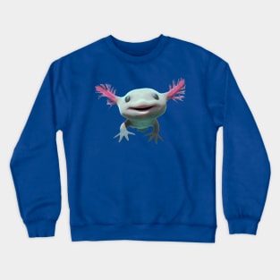 Baby Axolot Smiling Swimming 3D style Albino and Pink Crewneck Sweatshirt